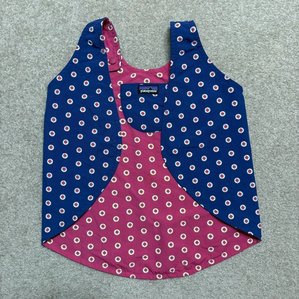 Patagonia Baby Reversible Baggies Jumper Dress SZ 18-24 Months Pink Blue Dotted